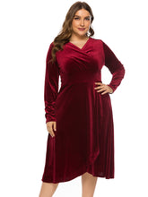 Plus Size High-low Velvet Long Sleeve Party Dress Sai Feel